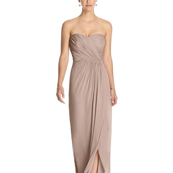 Dessy Collection TH034..Strapless Draped Chiffon Maxi Dress..Topaz..Size 8..NWT - Picture 1 of 6